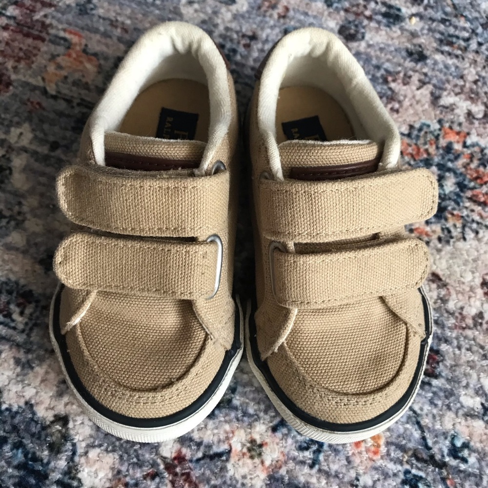 Polo canvas Ralph Lauren baby shoes with Velcro straps